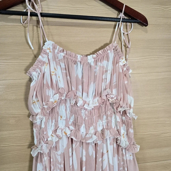 NWT En Saison Women's Gabby Square‎ Tie Sleeve Midi Dress Pink Floral Size Small - Picture 12 of 14